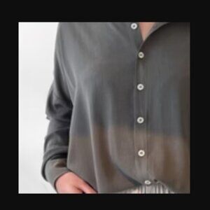 Natalie Busby Closet Hero Button Down Blouse Shirt Tencel Viscose Willow NEW